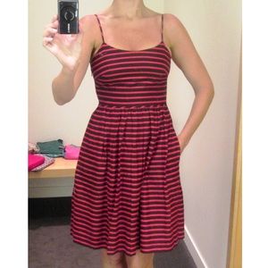 J.Crew navy and red striped cotton Darby dress